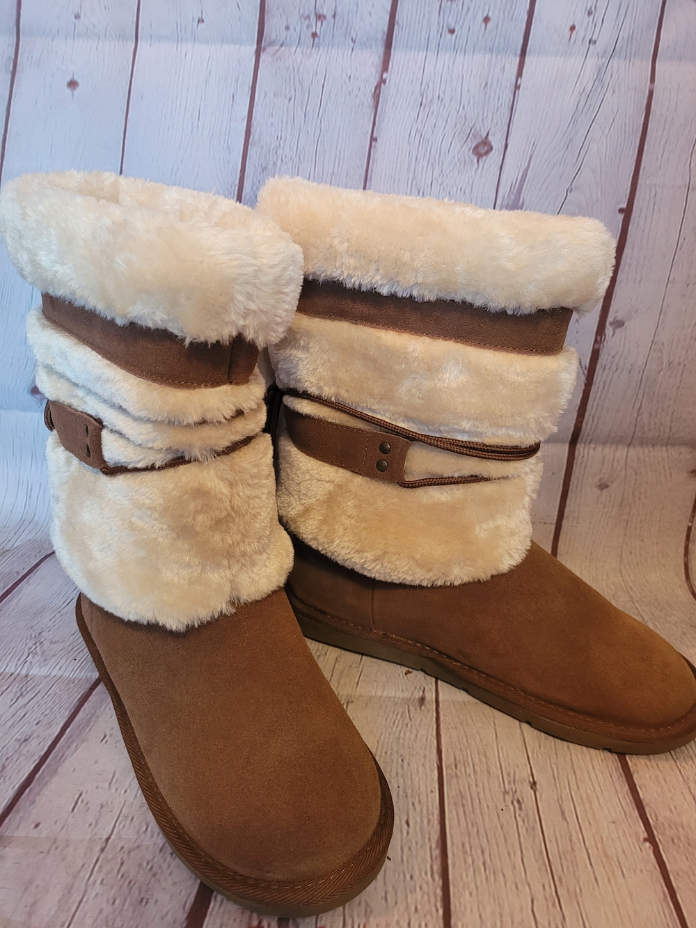 Natural Reflections Bernie Shearling Faux Fur Winter Boots, Size 10